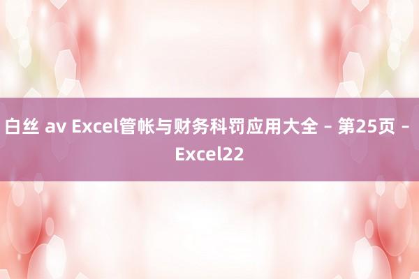 白丝 av Excel管帐与财务科罚应用大全 – 第25页 – Excel22