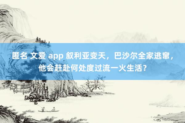 匿名 文爱 app 叙利亚变天，巴沙尔全家逃窜，他会赶赴何处度过流一火生活？