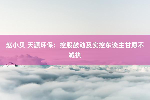 赵小贝 天源环保:控股鼓动及实控东谈主甘愿不减执